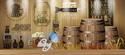Image of Rustic Graphic Design With Barrels Art Wall Murals Wallpaper Decals Prints Decor IDCWP-JB-000715