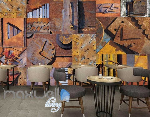 Image of Rotten Wall Of Metal Pieces Art Wall Murals Wallpaper Decals Prints Decor IDCWP-JB-000717