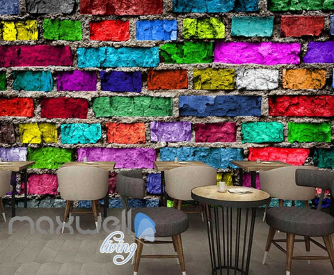 Image of Colourful Brick Wall Art Wall Murals Wallpaper Decals Prints Decor IDCWP-JB-000723