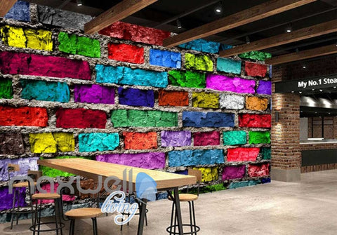 Image of Colourful Brick Wall Art Wall Murals Wallpaper Decals Prints Decor IDCWP-JB-000723