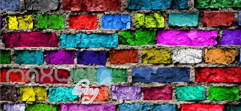 Image of Colourful Brick Wall Art Wall Murals Wallpaper Decals Prints Decor IDCWP-JB-000723