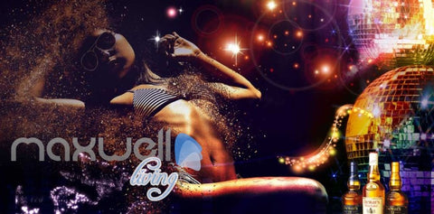 Image of Woman With Stripe Bikini For Ktv Club Room Art Wall Murals Wallpaper Decals Prints Decor IDCWP-JB-000726