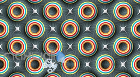 Image of Colourful Pattern Stars And Circles Art Wall Murals Wallpaper Decals Prints Decor IDCWP-JB-000741