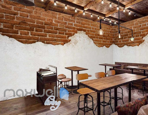 Image of Half Brick Wall And White Wall Art Wall Murals Wallpaper Decals Prints Decor IDCWP-JB-000745