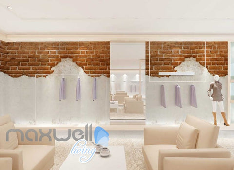 Image of Half Brick Wall And White Wall Art Wall Murals Wallpaper Decals Prints Decor IDCWP-JB-000745