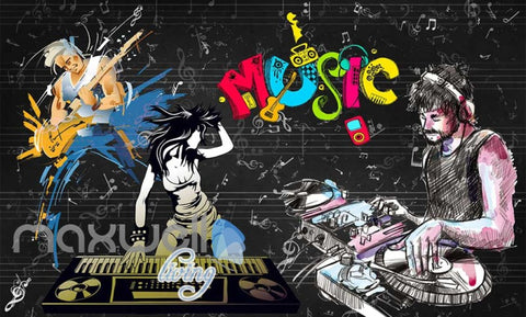 Image of Graphic Design Cartoon People Dancing Dj Art Wall Murals Wallpaper Decals Prints Decor IDCWP-JB-000777