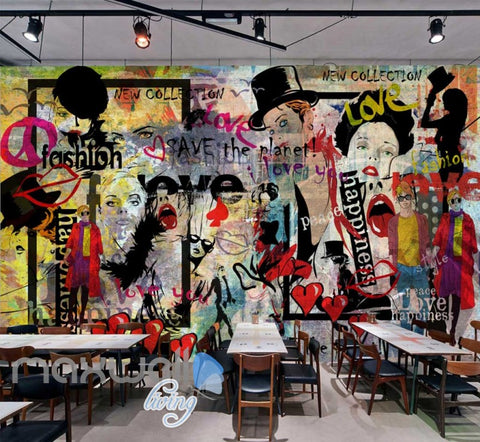 Image of Colorfoul Graphic Design Wall Faces Fashion Art Wall Murals Wallpaper Decals Prints Decor IDCWP-JB-000781