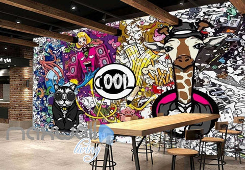Image of Cartoons Giraffit Collague Art Wall Murals Wallpaper Decals Prints Decor IDCWP-JB-000795