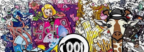 Image of Cartoons Giraffit Collague Art Wall Murals Wallpaper Decals Prints Decor IDCWP-JB-000795