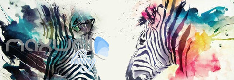 Image of Graphic Design Colourful Zebras Art Wall Murals Wallpaper Decals Prints Decor IDCWP-JB-000797