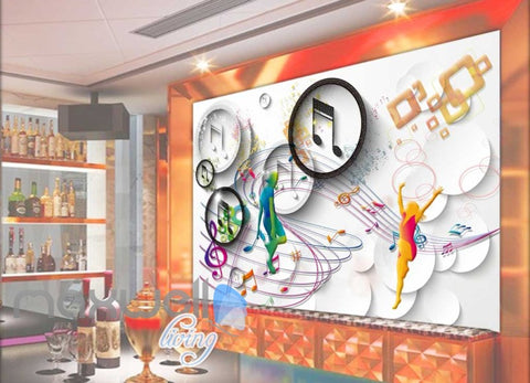 Image of Graphic Design Colourful Music Notes Art Wall Murals Wallpaper Decals Prints Decor IDCWP-JB-000799