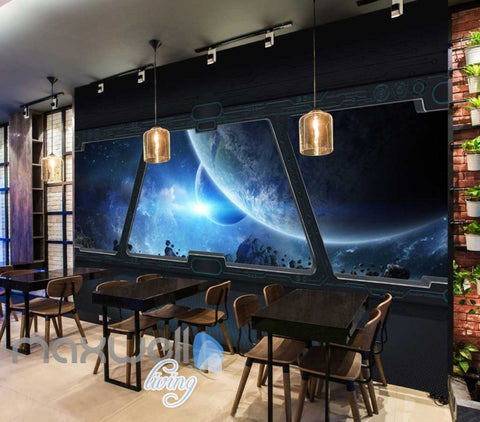 Image of View Planets And Space From A Spaceship Window Art Wall Murals Wallpaper Decals Prints Decor IDCWP-JB-000811