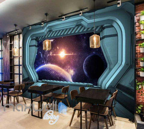 Image of View Planets From Spaceship Art Wall Murals Wallpaper Decals Prints Decor IDCWP-JB-000812
