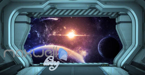 Image of View Planets From Spaceship Art Wall Murals Wallpaper Decals Prints Decor IDCWP-JB-000812