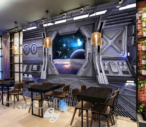 Image of View Planets From Spaceship Art Wall Murals Wallpaper Decals Prints Decor IDCWP-JB-000814