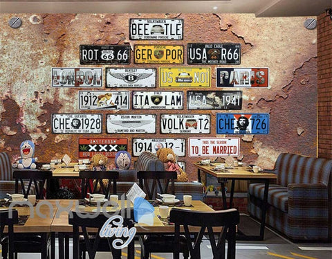 Image of Rotten Wall With Plates Cars Art Wall Murals Wallpaper Decals Prints Decor IDCWP-JB-000817
