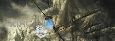 Image of Old Boat With Many Sails Art Wall Murals Wallpaper Decals Prints Decor IDCWP-JB-000826