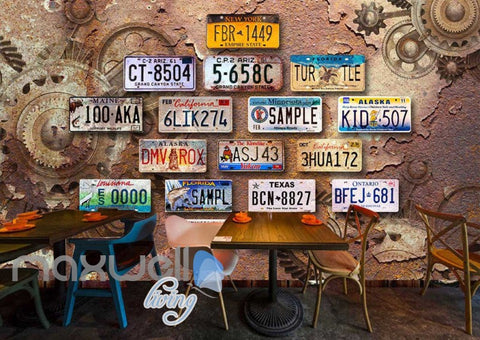 Image of Rotten Bronce Wall With Car Plates Art Wall Murals Wallpaper Decals Prints Decor IDCWP-JB-000827