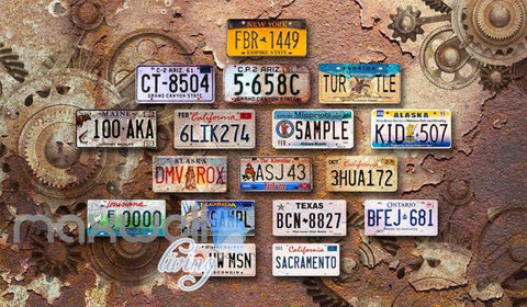 Image of Rotten Bronce Wall With Car Plates Art Wall Murals Wallpaper Decals Prints Decor IDCWP-JB-000827