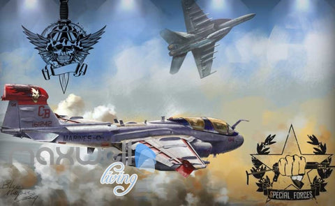 Image of 3D Special Forces Jet Art Wall Murals Wallpaper Decals Prints Decor IDCWP-JB-000828