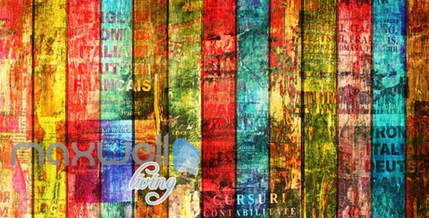 Image of Colourful Wooden Wall Art Wall Murals Wallpaper Decals Prints Decor IDCWP-JB-000829