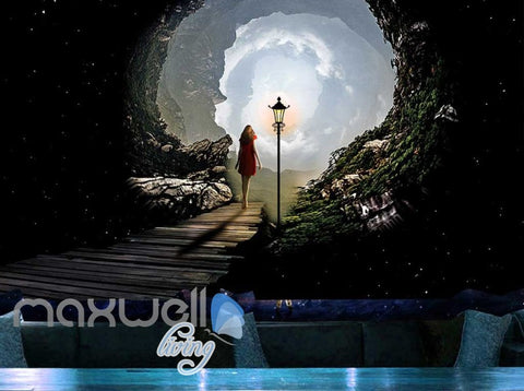 Image of Graphic Design View Girl Walking Into Woods Dream Art Wall Murals Wallpaper Decals Prints Decor IDCWP-JB-000848