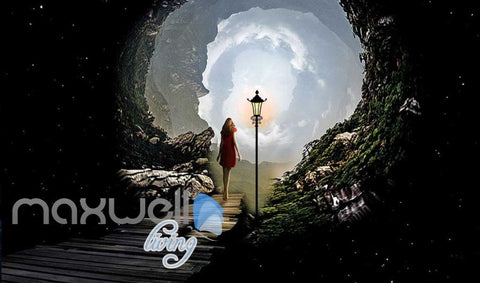 Image of Graphic Design View Girl Walking Into Woods Dream Art Wall Murals Wallpaper Decals Prints Decor IDCWP-JB-000848