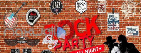 Image of Brick Wall With Rock Stickers Art Wall Murals Wallpaper Decals Prints Decor IDCWP-JB-000854