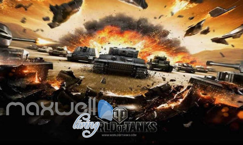 Image of 3D Braking Through Tanks War Art Wall Murals Wallpaper Decals Prints Decor IDCWP-JB-000856