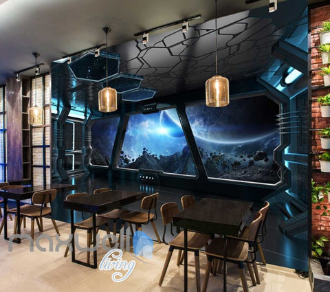 Image of View Of Space From Spaceship Art Wall Murals Wallpaper Decals Prints Decor IDCWP-JB-000866