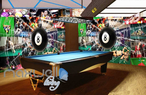 Image of Pool Ball Breaking Glass Collague Poster Pool Art Wall Murals Wallpaper Decals Prints Decor IDCWP-JB-000869