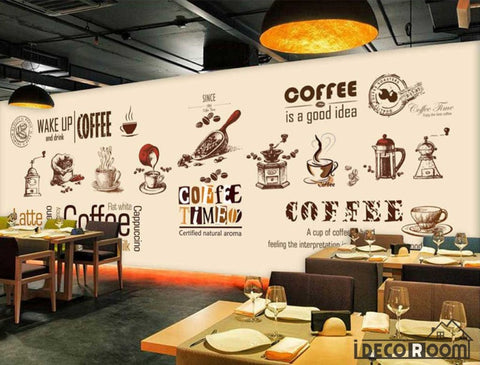 Image of Graphic Design Coffe Theme Coffee Shop Art Wall Murals Wallpaper Decals Prints Decor IDCWP-JB-000880