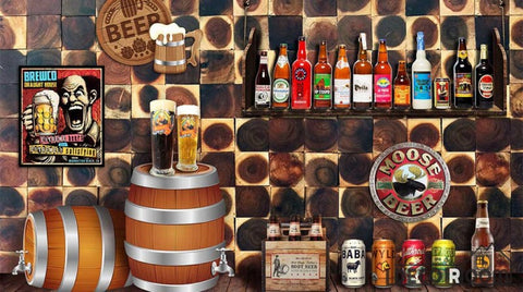 Image of 3D Wood Wall Beers Bar Art Wall Murals Wallpaper Decals Prints Decor IDCWP-JB-000900