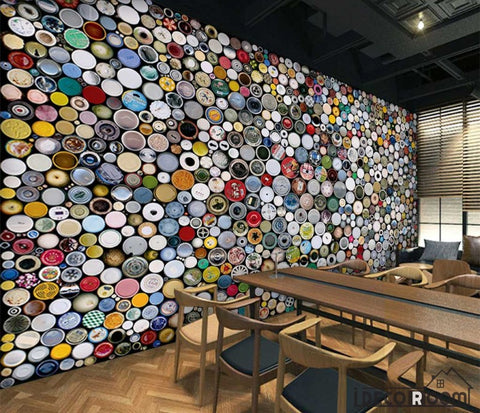 Image of Can Bottles Collage Restaurant Bar Art Wall Murals Wallpaper Decals Prints Decor IDCWP-JB-000901