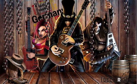 Image of 3D Cartoon Metal Rock Band Living Room Art Wall Murals Wallpaper Decals Prints Decor IDCWP-JB-000911