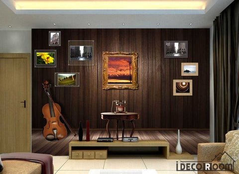 Image of Wooden Wall 3D Frames Cello Living Room Art Wall Murals Wallpaper Decals Prints Decor IDCWP-JB-000923