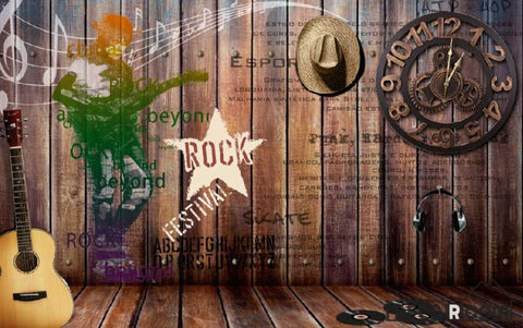 Image of Wooden Rustic Wall Rock Design Living Room Art Wall Murals Wallpaper Decals Prints Decor IDCWP-JB-000928