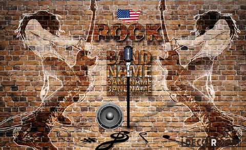 Image of Red Brick Wall 3D Rock Band Playing Living Room Art Wall Murals Wallpaper Decals Prints Decor IDCWP-JB-000936