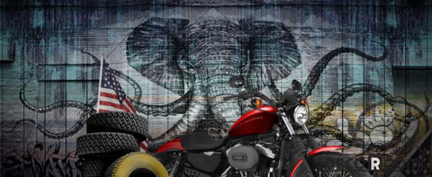 Image of Graphic Design Elephant Octopus Drawing Restaurant Art Wall Murals Wallpaper Decals Prints Decor IDCWP-JB-000949