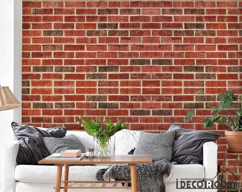Image of Red Brick Wall Pattern Living Room Art Wall Murals Wallpaper Decals Prints Decor IDCWP-JB-000965