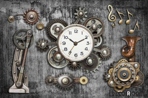 Image of Metal Gear 3D Clock On Wall Living Room Restaurant Art Wall Murals Wallpaper Decals Prints Decor IDCWP-JB-000975