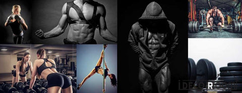 Image of Collage Fitness Woman Doing Excercise Fitness Club Art Wall Murals Wallpaper Decals Prints Decor IDCWP-JB-000987