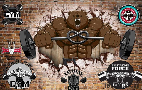 Image of Cartoon Strong Bear Weight Living Room Art Wall Murals Wallpaper Decals Prints Decor IDCWP-JB-000989