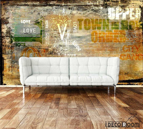 Image of Bricolage Wall With Letters Living Room Art Wall Murals Wallpaper Decals Prints Decor IDCWP-JB-001011