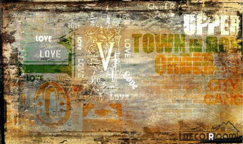 Image of Bricolage Wall With Letters Living Room Art Wall Murals Wallpaper Decals Prints Decor IDCWP-JB-001011