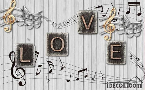 Image of White Wooden Wall Typography Letters Living Room Art Wall Murals Wallpaper Decals Prints Decor IDCWP-JB-001012