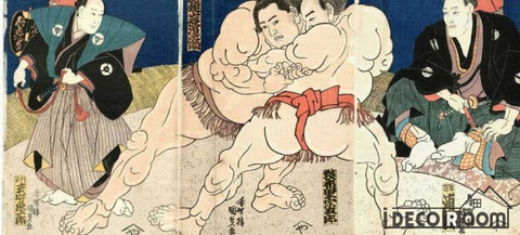 Image of Drawing Old Sumo Wrestlers Poster Restaurant Art Wall Murals Wallpaper Decals Prints Decor IDCWP-JB-001092