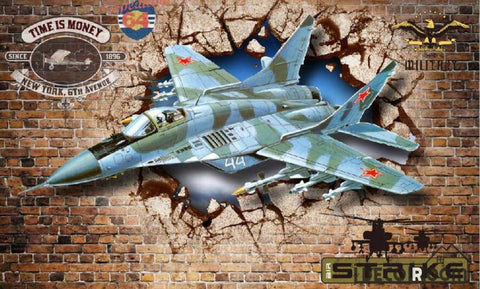 Image of Red Brick Wall 3D Jet Breaking Through Wall Living Room Art Wall Murals Wallpaper Decals Prints Decor IDCWP-JB-001111