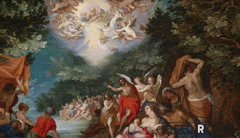 Image of Baptism Of Christ Sylvan Landscape Oil Painting Living Room Art Wall Murals Wallpaper Decals Prints Decor IDCWP-JB-001116