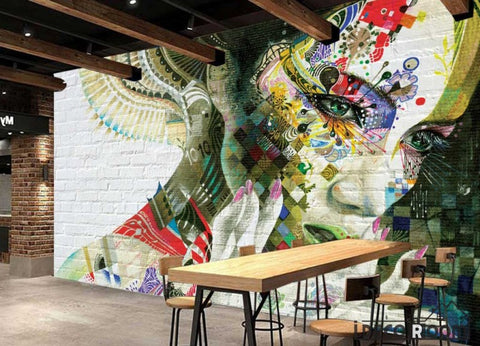 Image of Graphic Design Graffiti Tattoo Girl Restaurant Art Wall Murals Wallpaper Decals Prints Decor IDCWP-JB-001124